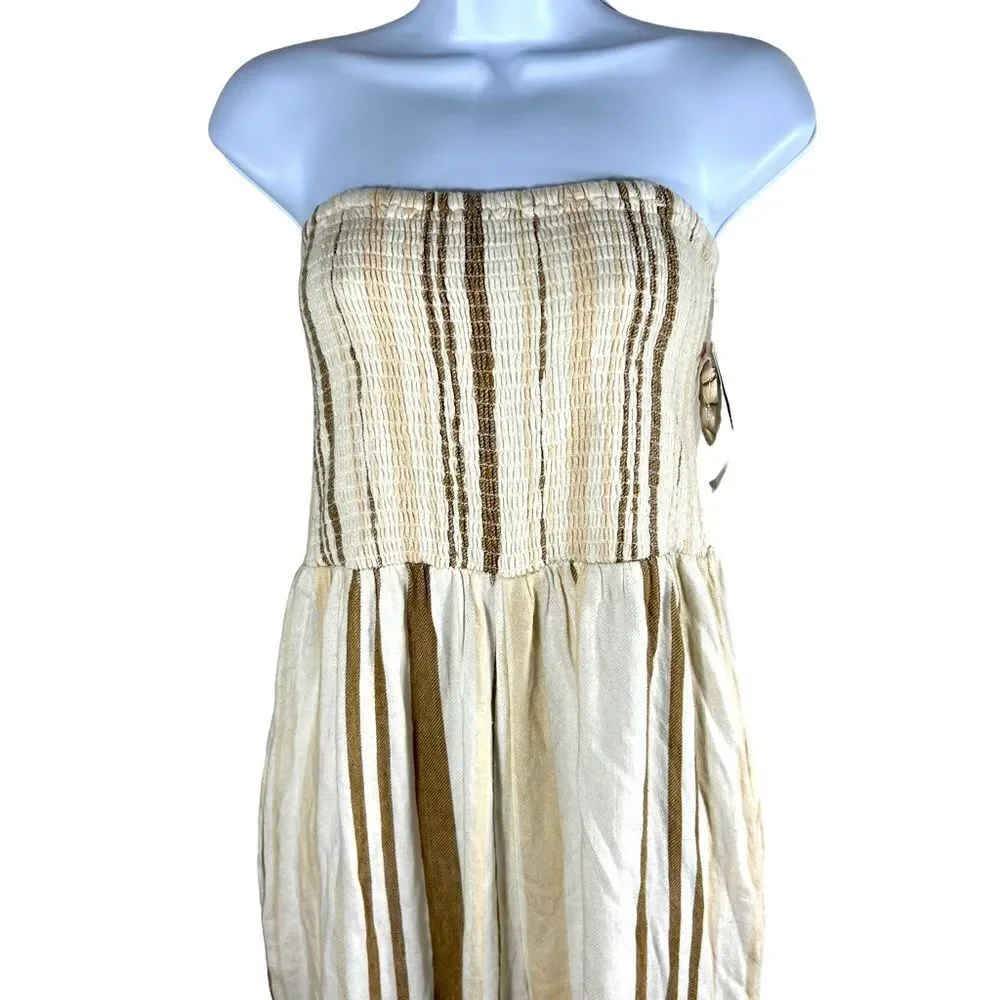 Ripcurl Sol Linen Smocked Cropped Jumpsuit - Picture 4 of 13